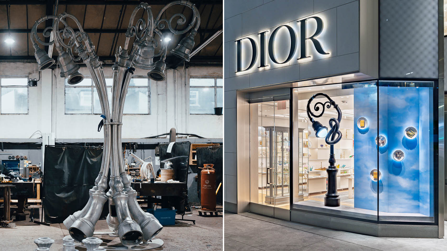 Laternenskulptur von Alex Chinneck für das House of Dior New York
