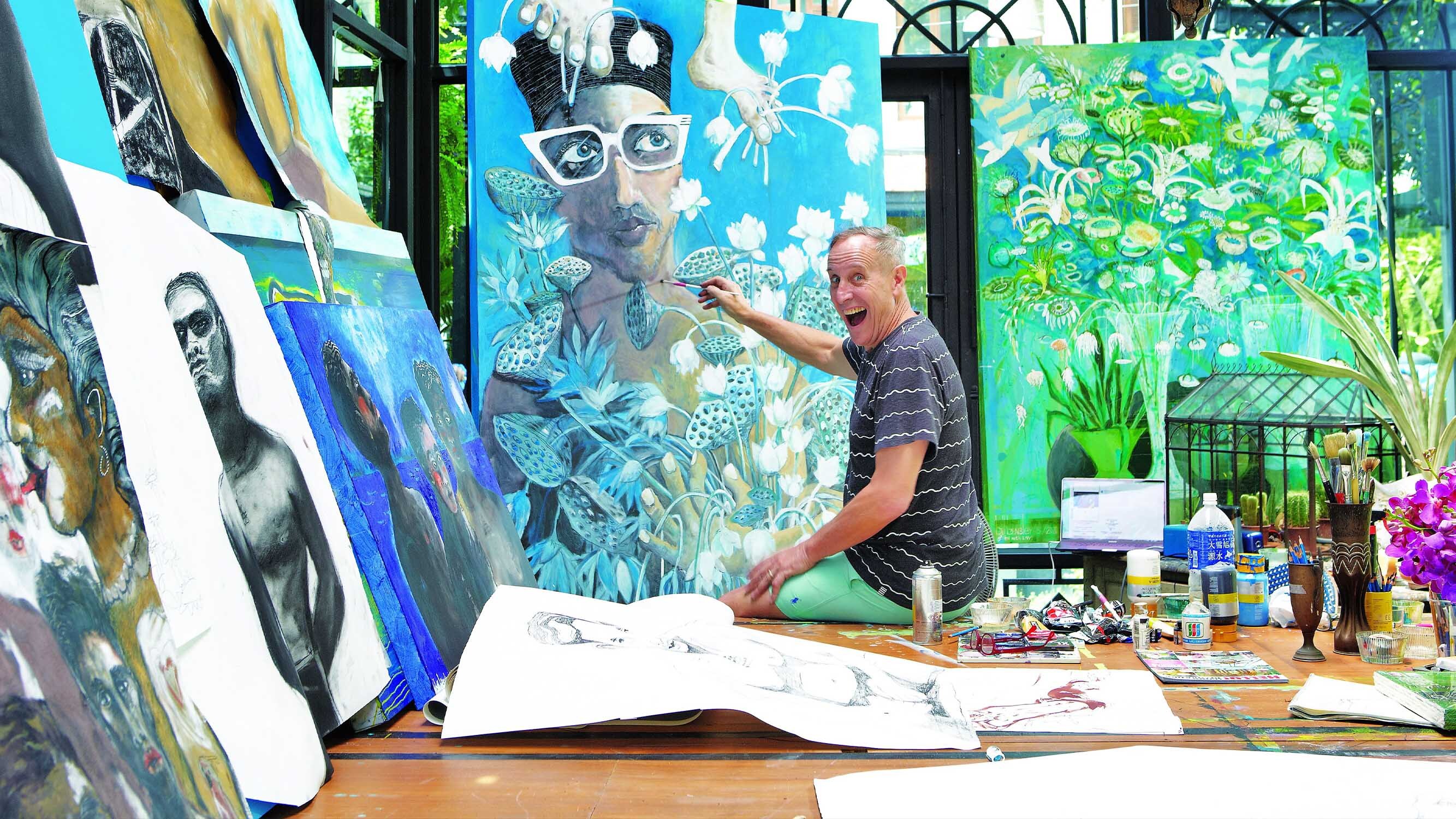 Bill Bensley in Painting Studio