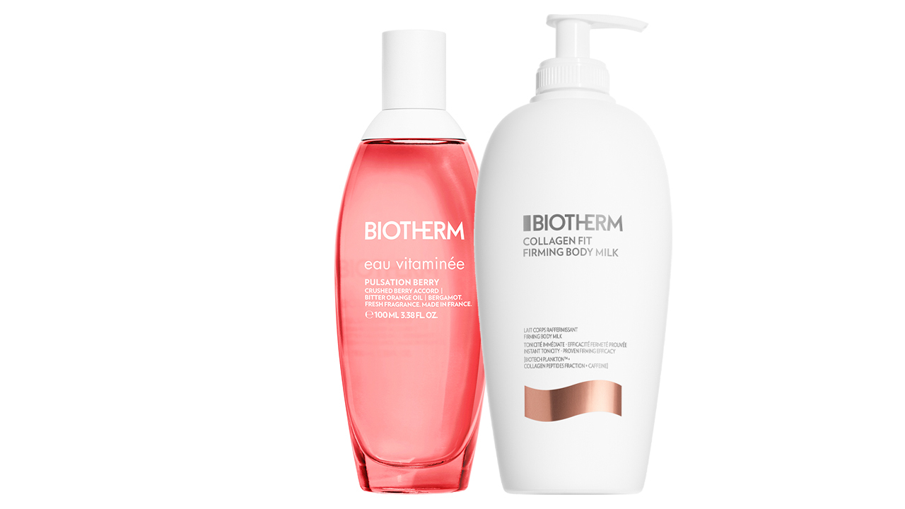 Wir verlosen sechs exklusive Biotherm Beauty-Packages, jeweils bestehend aus Eau Vitaminée Pulsation Berry und der Collagen Fit Firming Body Milk.