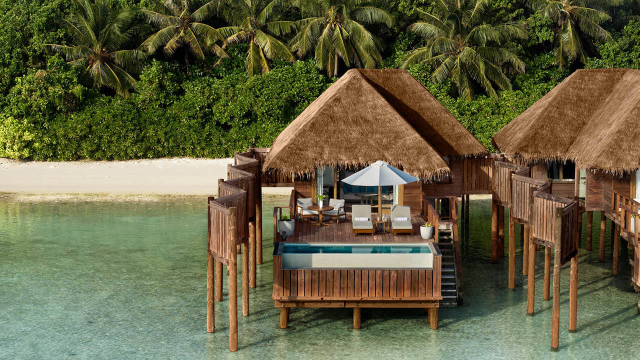 Conrad Maldives Sunset Water Villa With Pool Aerial John Athimaritis High Res