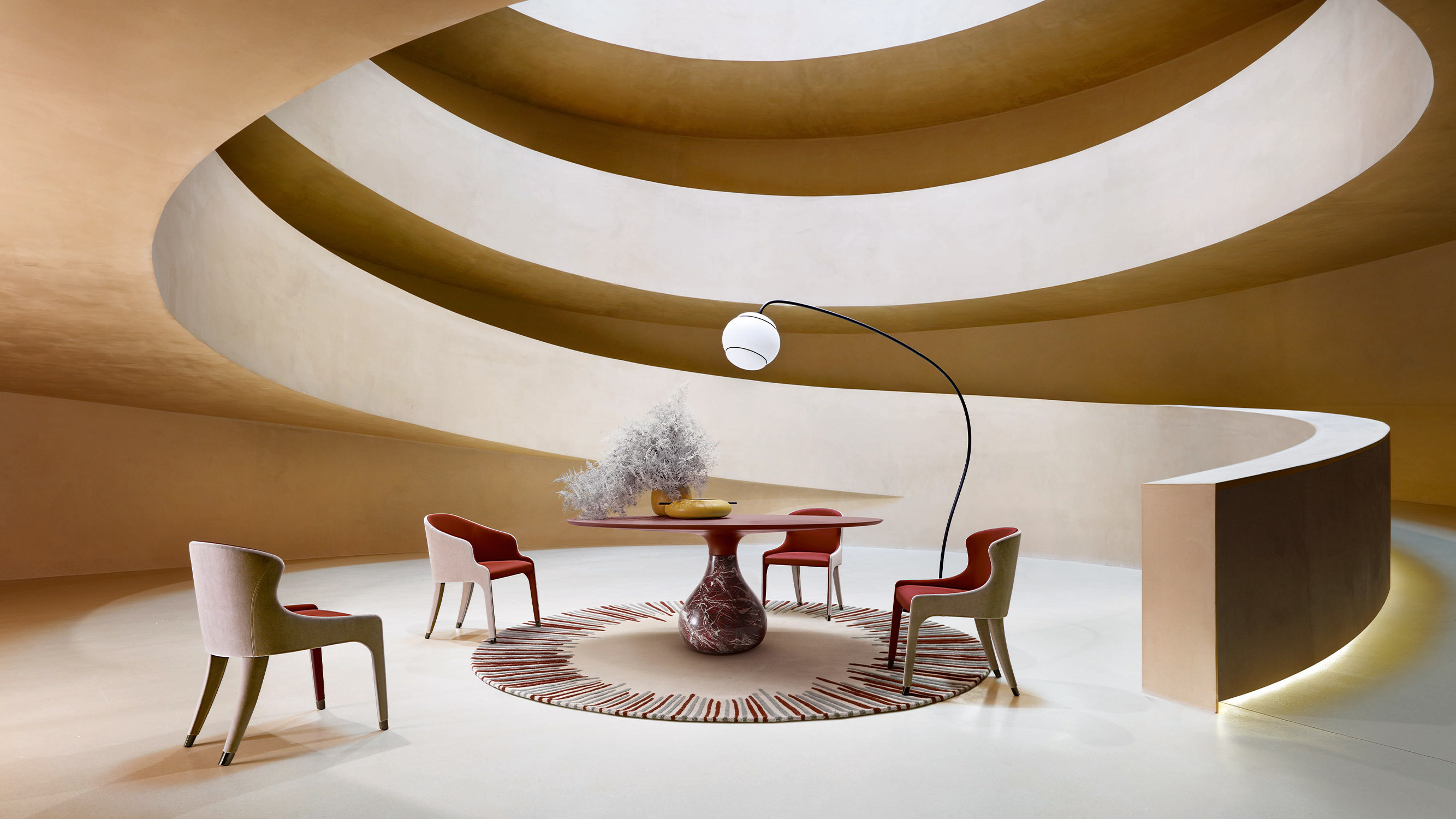 Downtown Design 2025 Roche Bobois AQUA Dining Table Ambiance3 Credit Michel Gibert Baptiste Le Quiniou for advertising purposes only Herdade Do Freixo DTD2025 1