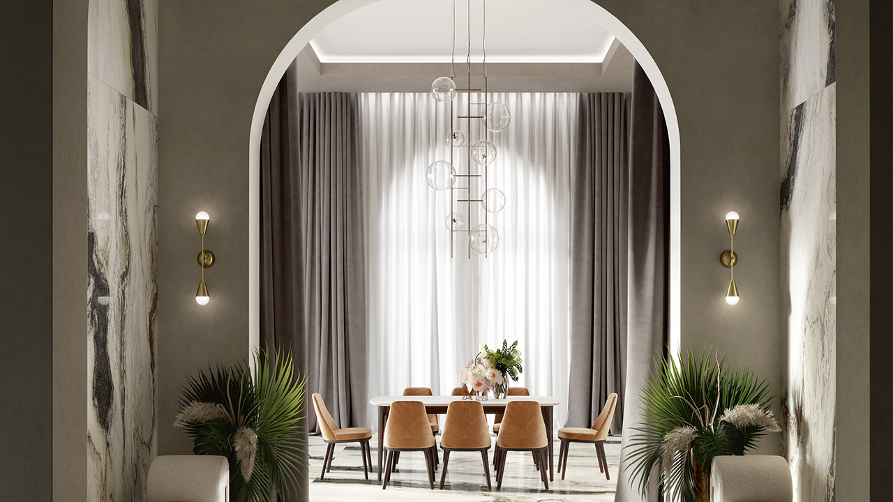 Fiandre Marmi Maximum Panda White Dining Room