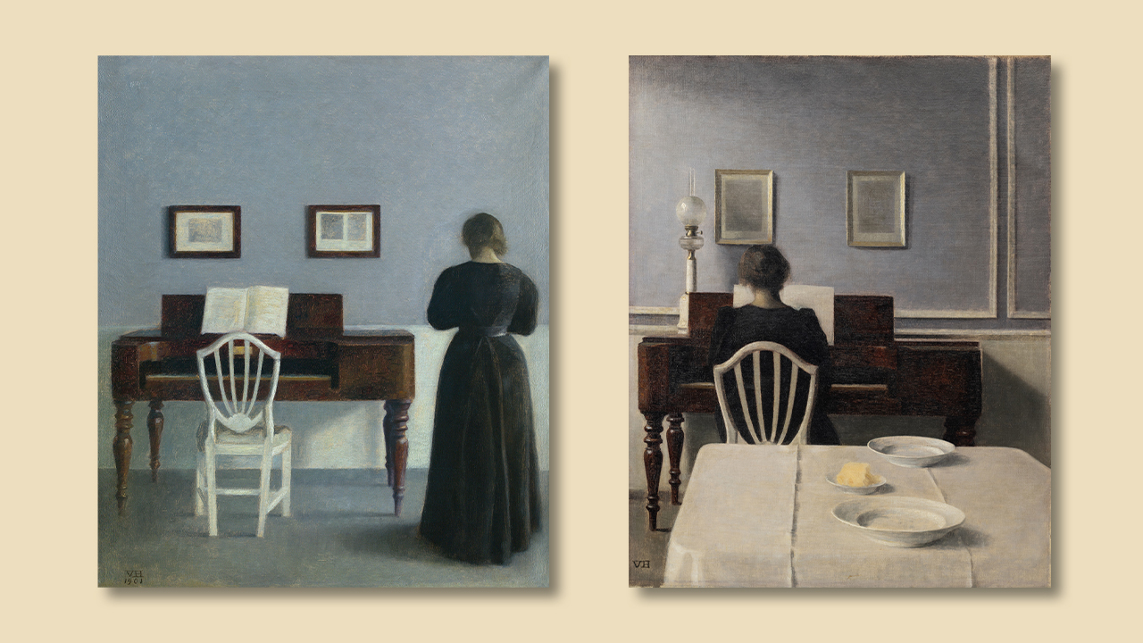 Hammershoi Interieur mit der Frau des Kuenstlers Hammershoi Interieur mit Frau am Klavier 2