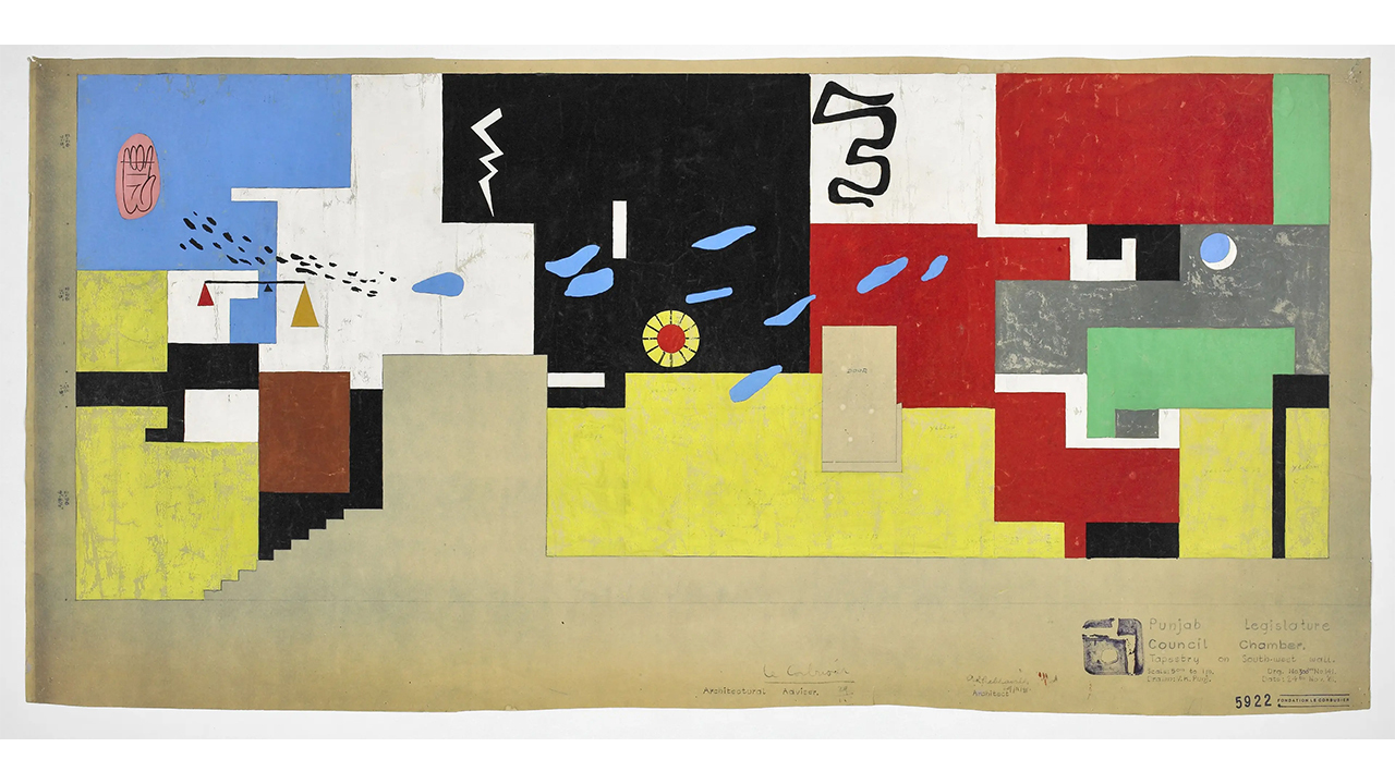 Le Corbusier Studie fuer Tapisserie des Gerichtsgebaeudes von Chandigarh 1961 Cr 2025 FLC Pro Litteris Zurich