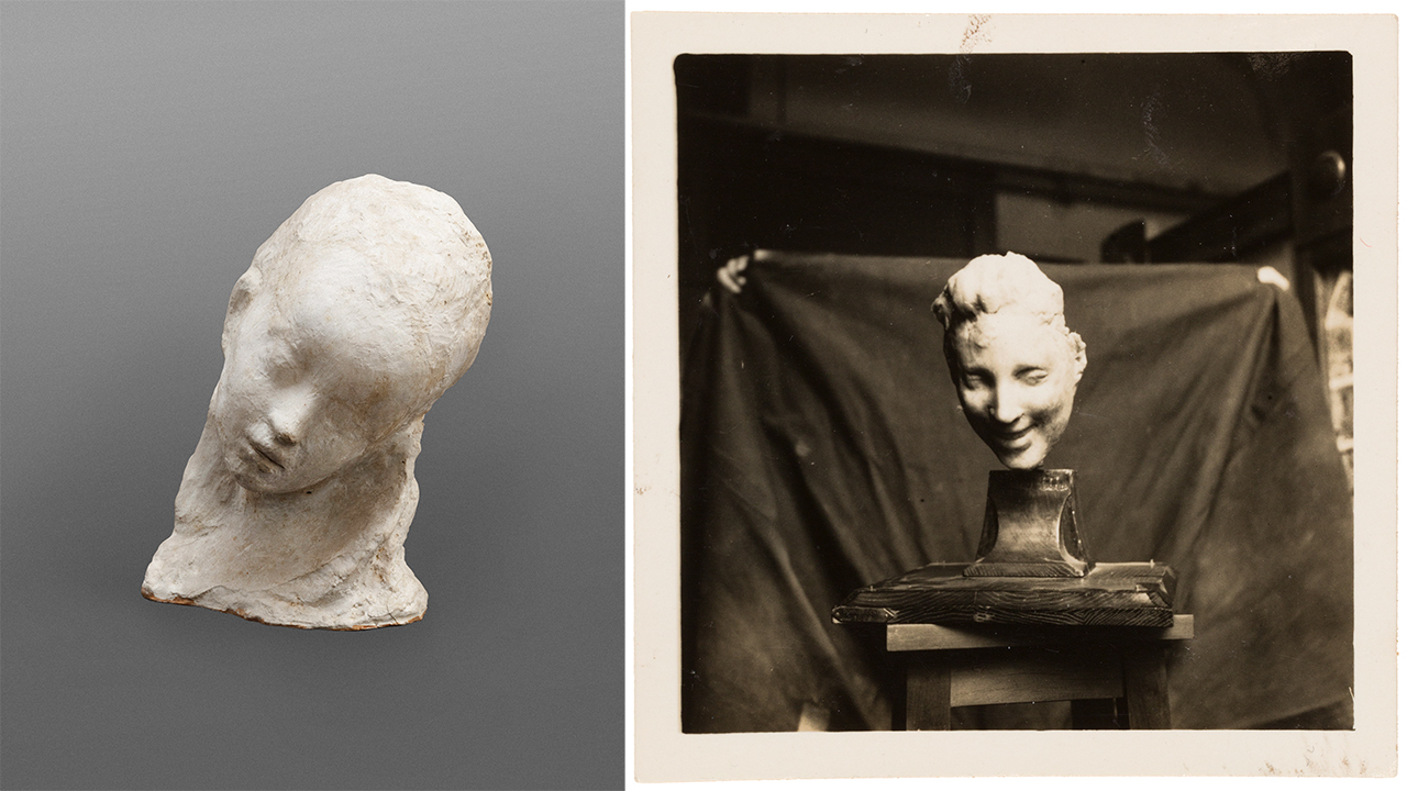 Links Medardo Rosso Bambino malato 1895 Cr Museo Medardo Rosso Barzio foto mumok Markus Woergoetter Rechts Medardo Rosso Rieuse Cr Privatsammlung foto mumok Markus Woergoetter