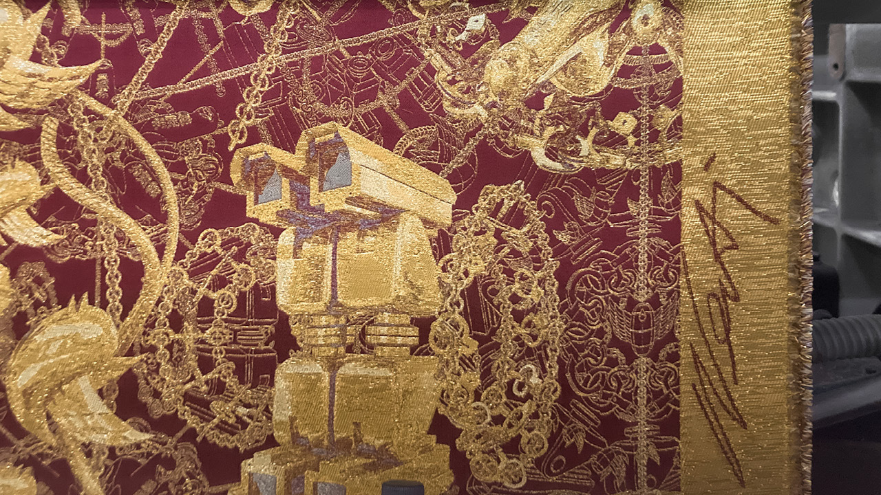 Rubelli AI WEIWEI ABOUT SILK selvedge signed by Ai Weiwei photocredit Rubelli
