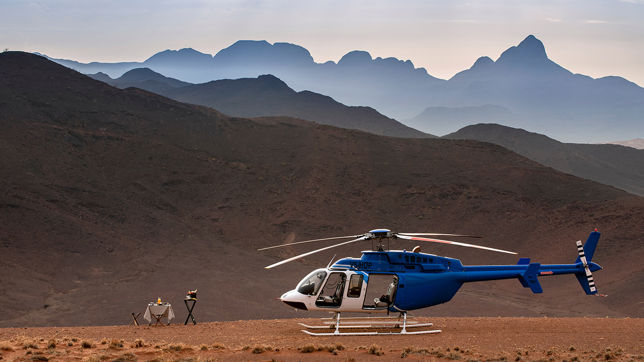 Sossusvlei Desert Lodge Experience Scenic Helicopter Flight guest delight set up