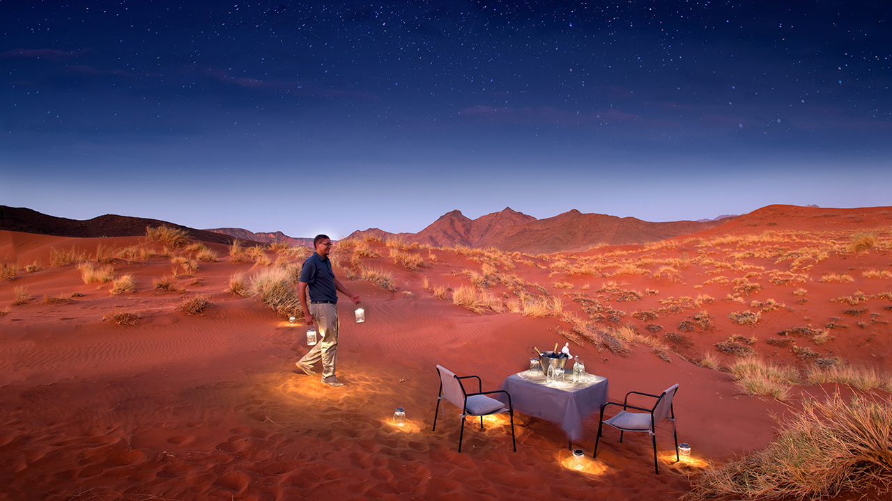 Sossusvlei Desert Lodge Experience dune dinner