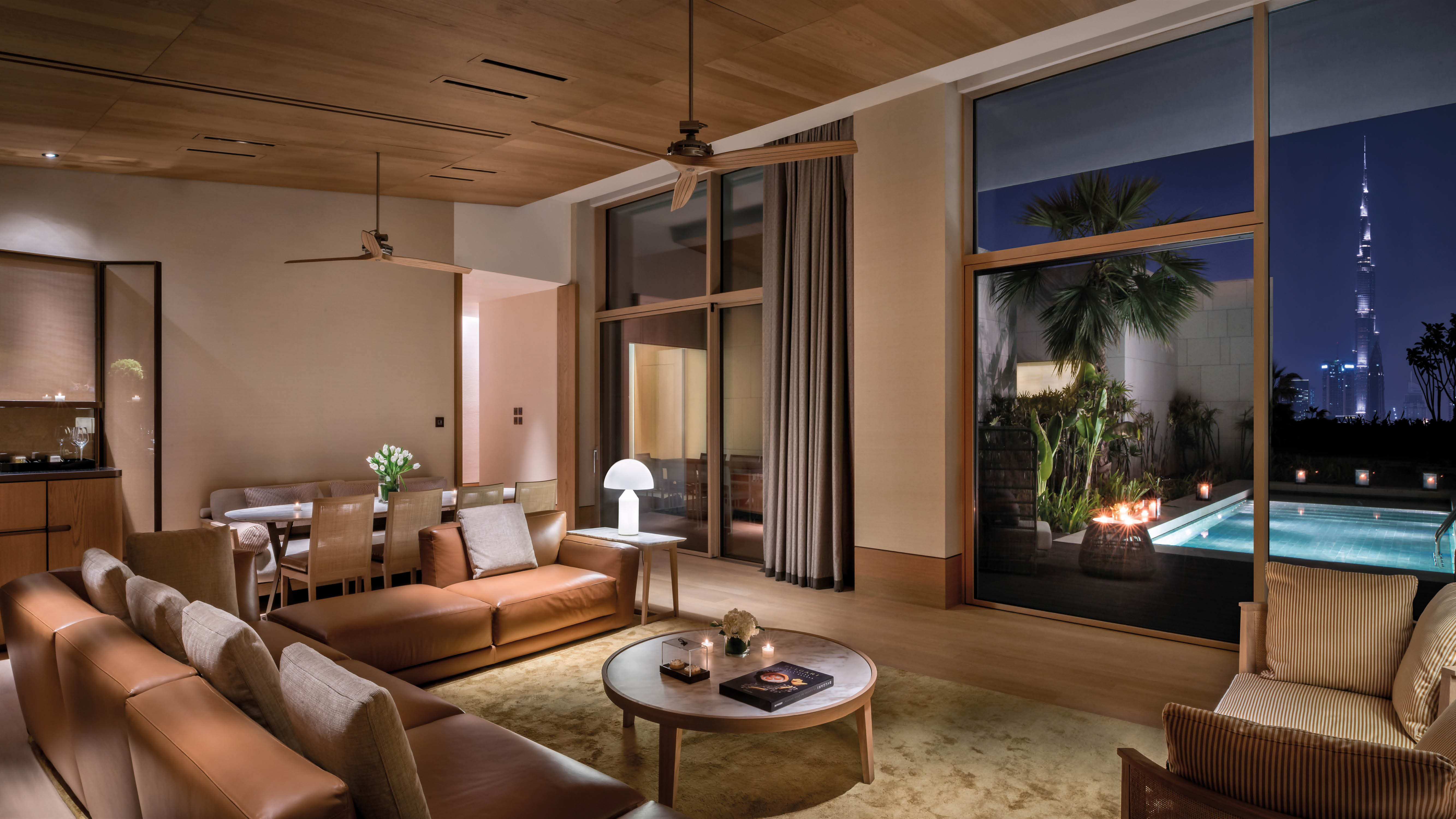 The Bvlgari Resort Dubai Three Bedroom Skyline Villa Living Room
