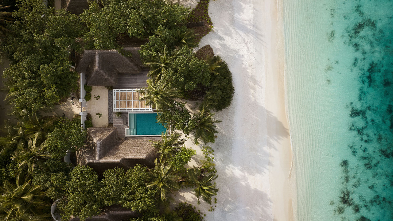 Two bedroom beach villa with pool aerial