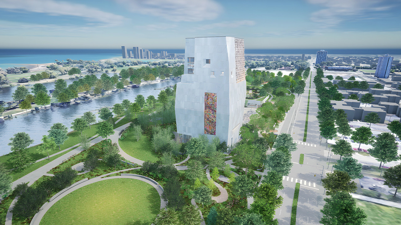 Museum building north facing and womens garden view with julie mehretu artwork 54073806108 o
